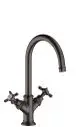 AXOR-HG-AXOR-Montreux-2-Griff-Waschtischarmatur-210-mit-Kreuzgriffen-und-Ablaufgarnitur-Brushed-Black-Chrome-16506340 gallery number 1